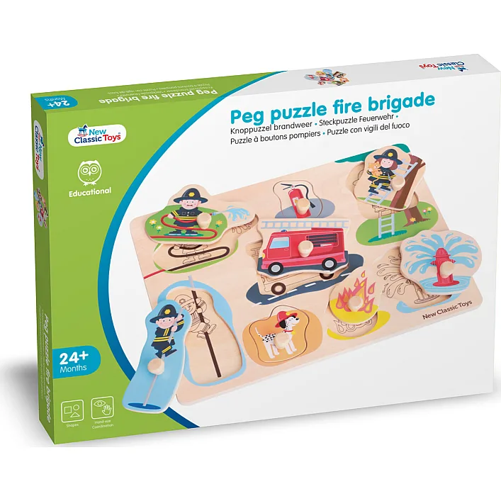 Пазл Пожарная бригада New Classic Toys, деревянный, 8 частей, арт. 10433