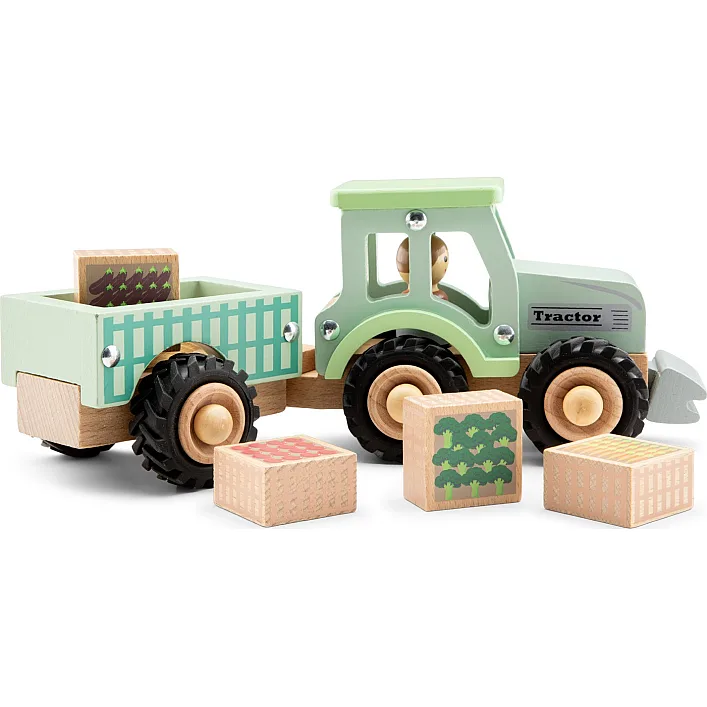 Игрушечный Трактор с прицепом и овощами, New Classic Toys (19447)