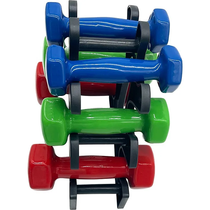 Набор виниловых гантелей на подставке Vinyl Dumbbell Set NE-VIN-125, 2 шт по 1 кг, 1,5 кг, 2 кг