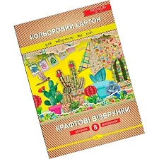 Набор цветного картона "Крафтовые узоры" Новогодняя серия, А4,8 л (Дер2704)