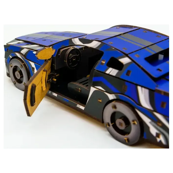 Деревянный 3D конструктор "Muscle Car" Puz-00642 162 дет., синий цвет р. модели 24*9*7 см. (Дер9900)