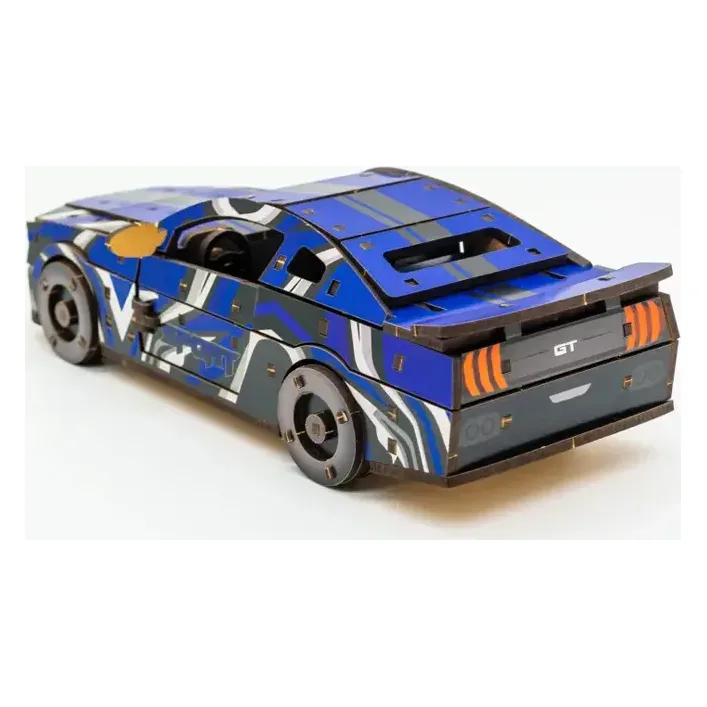 Деревянный 3D конструктор "Muscle Car" Puz-00642 162 дет., синий цвет р. модели 24*9*7 см. (Дер9900)