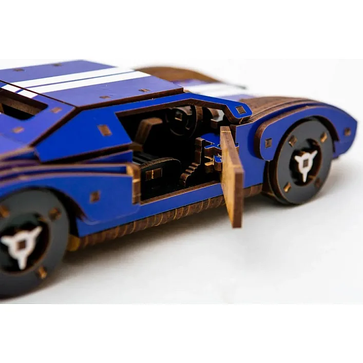 Деревянный 3D конструктор "Fast Car GT" Puz-26915 164 дет., синий, р. модели 23*6*11 см PuzzleOk (Дер6915)