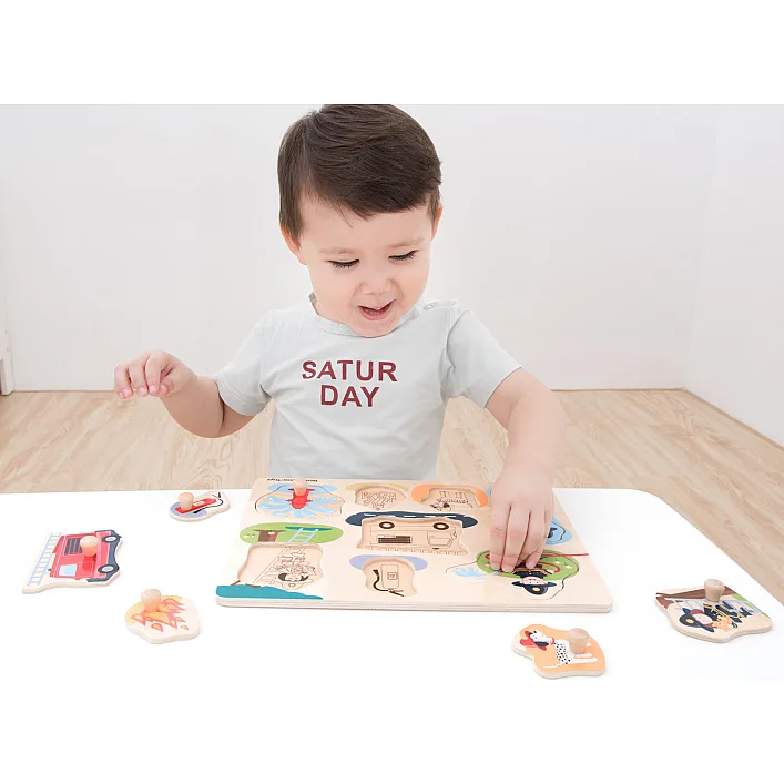 Пазл Пожарная бригада New Classic Toys, деревянный, 8 частей, арт. 10433