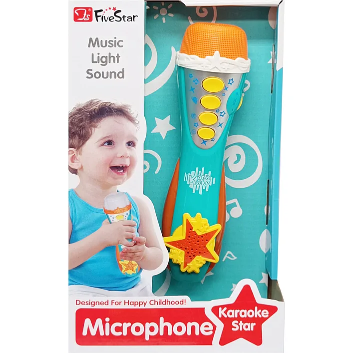 Детский игрушечный микрофон 34564AB(Turquoise) звук, музыка, регулятор громкости