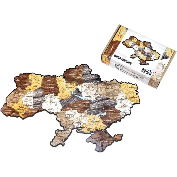 Фигурный деревянный пазл "Карта Украины" А3 PuzA3-012101 PuzzleOK (Дер4818)