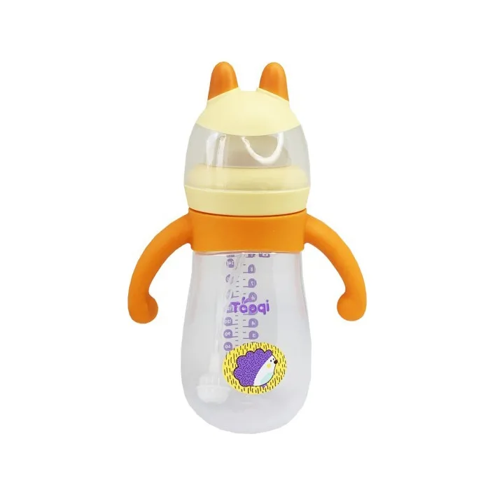 Бутылочка пластиковая с силиконовыми ручками MGZ-0200(Yellow) 260 мл
