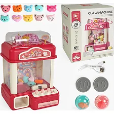 Игровой автомат G 235 A (6) подсветка, веселые мелодии, мягкие игрушки, шарики, от батареек/сети, монетки, в коробке