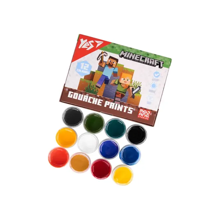 Краски гуашевые Yes Minecraft 12 цв. 20 мл 230407 (Кнц4697)