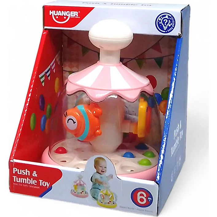 Дитяча іграшка "Дзига: Push & Tumble Toy", з кульками (рожева)
