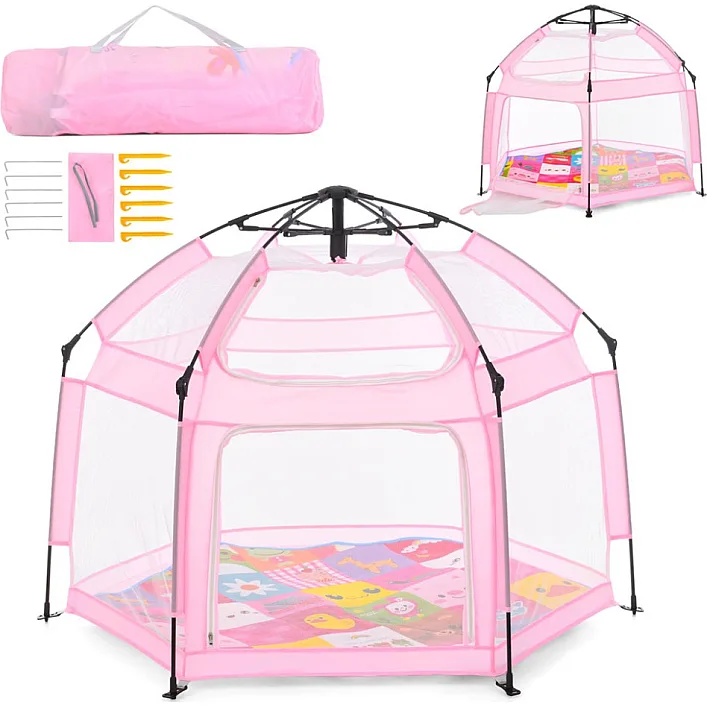 Дитячий манеж MR 1512 Powder Pink 146×127×110 см