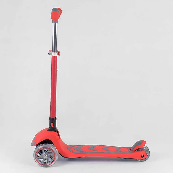 Самокат трехколесный 92606 (4) Best Scooter, КРАСНЫЙ, складной алюминиевый руль, 4 колеса PU со светом, d=12 см