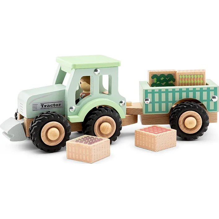 Игрушечный Трактор с прицепом и овощами, New Classic Toys (19447)