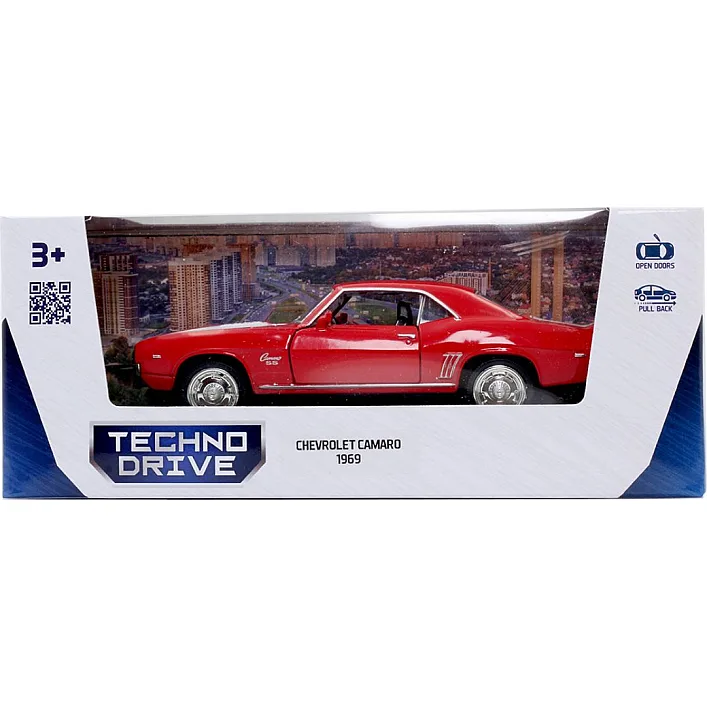 Автомодель - CHEVROLET CAMARO 1969 (красный) 250336U TechnoDrive (Маш0336)