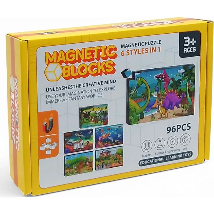 Магнитные кубики "Magnetic Blocks", 96 штук, 12 изображений