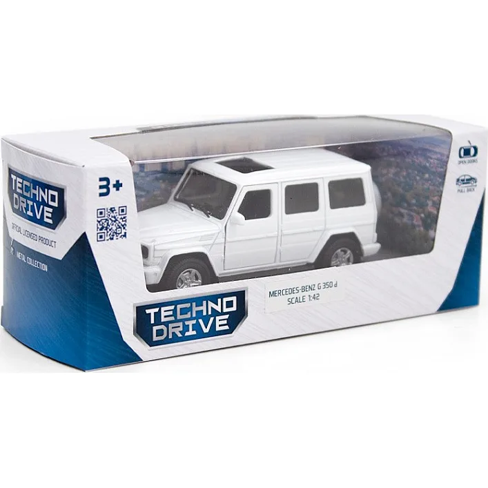 Автомодель - MERCEDES BENZ G350 (белый) 250275 в коробке TechnoDrive (Маш0275)