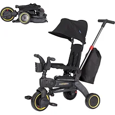 Детский трехколесный Велосипед TILLY COMBI (T-392 BLACK) съемная родительская ручка