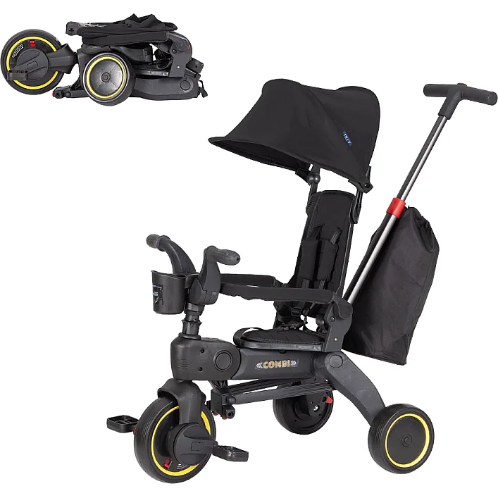 Детский трехколесный Велосипед TILLY COMBI (T-392 BLACK) съемная родительская ручка