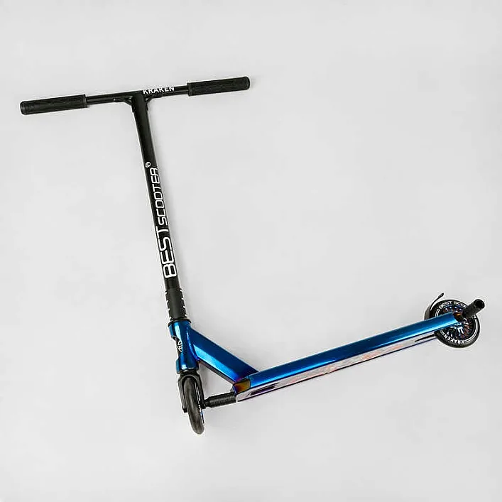 Самокат трюковый KR-71078 Best Scooter (4) "Kraken" HIC-система, ПЕГИ, алюминиевый диск и дека, АНОДИРОВАННЫЙ, колёса PU 110мм, ширина руля 58 см