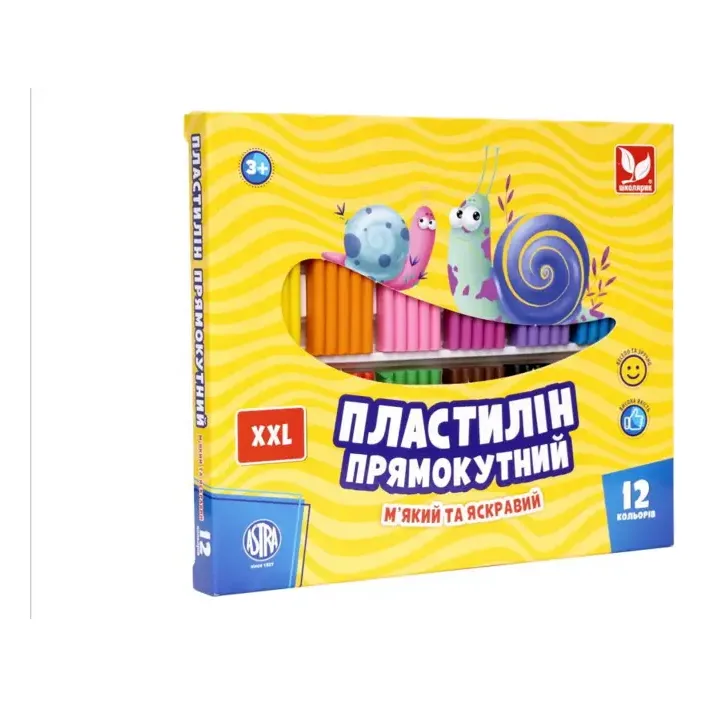 ПЛАСТИЛИН Школьник прямоугольный 12 цветов 303117001-UA (Кнц6578)