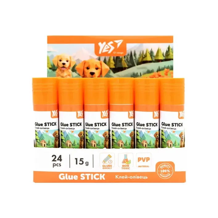Клей-карандаш Yes 15г, PVP "Orange Line" 320296 (Кнц5664)