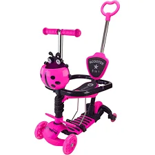 Самокат детский 3-х колесный Scooter Children's SC2501(Pink) 3в1 светящиеся колеса, розовый
