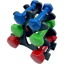 Набор виниловых гантелей на подставке Vinyl Dumbbell Set NE-VIN-125, 2 шт по 1 кг, 1,5 кг, 2 кг