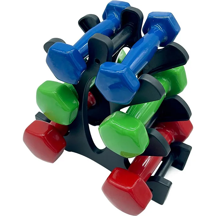 Набор виниловых гантелей на подставке Vinyl Dumbbell Set NE-VIN-125, 2 шт по 1 кг, 1,5 кг, 2 кг