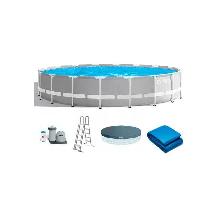 Intex Басейн каркасний 26732 NP (1) об'єм:24311л, розмір:549х122см, насос 220V: 5687 л/год, драбина, тент, підстилка