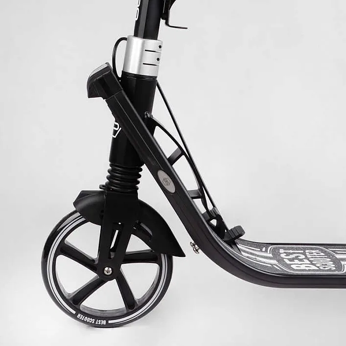Самокат двухколесный "Best Scooter" L-36375 (2) ФАРА, колеса PU 200мм, 2 амортизатора, зажим руля, ручной тормоз, в коробке