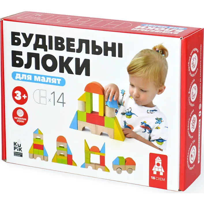 Строительные блоки 14 элементов 900453 IGROTECO (Дер0453)