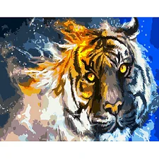 Картина по номерам "Огненный тигр" ★★★