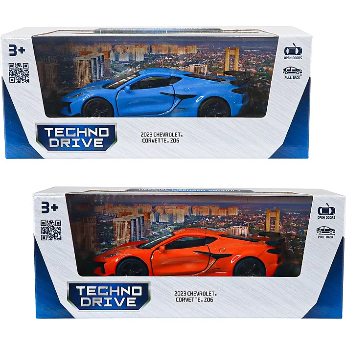 Автомодель - Chevrolet Corvette Z06 2023 (оранжевый, светло-голубой)