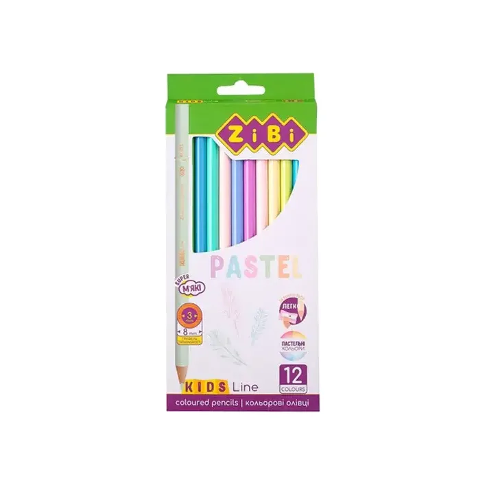 Карандаши ZIBI цветные PASTEL ZB-2470 12 цветов (Кнц2470)