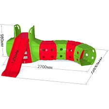 Детская Горка с тоннелем DOLONI-TOYS 01470/, 3 разных цвета Красно-зеленая