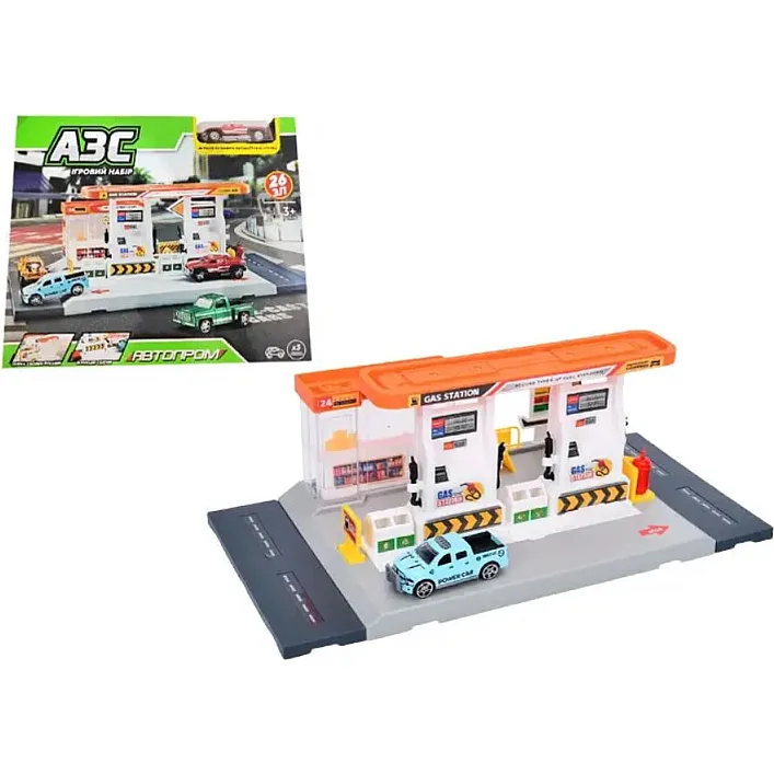 Игровой набор АВТОПРОМ PS005-1 АЗС, короб. 30*25,5*6см (Нас4629)