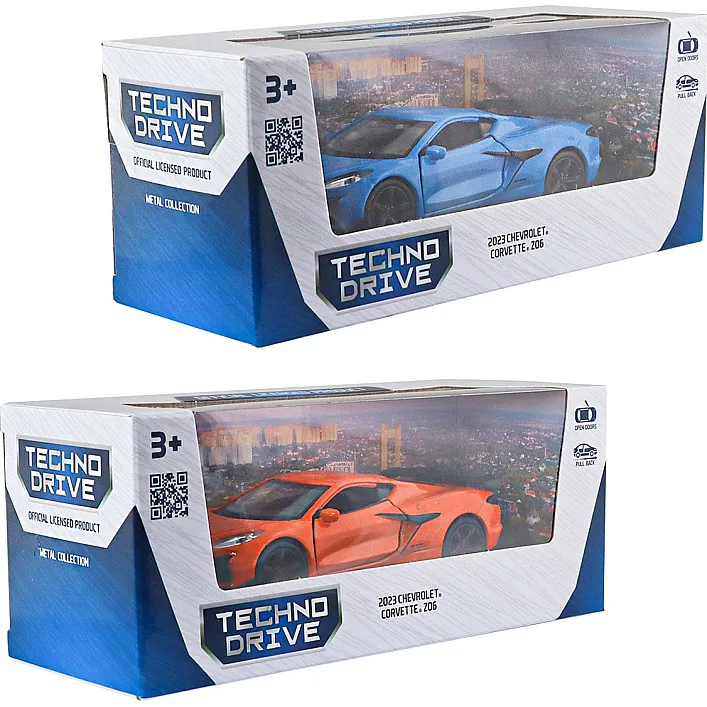 Автомодель - Chevrolet Corvette Z06 2023 (оранжевый, светло-голубой)