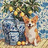 Алмазна мозаїка "Коргі та лимони" 40х40 см
