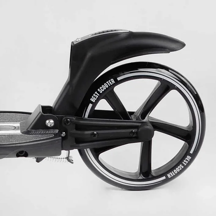 Самокат двухколесный "Best Scooter" L-36375 (2) ФАРА, колеса PU 200мм, 2 амортизатора, зажим руля, ручной тормоз, в коробке