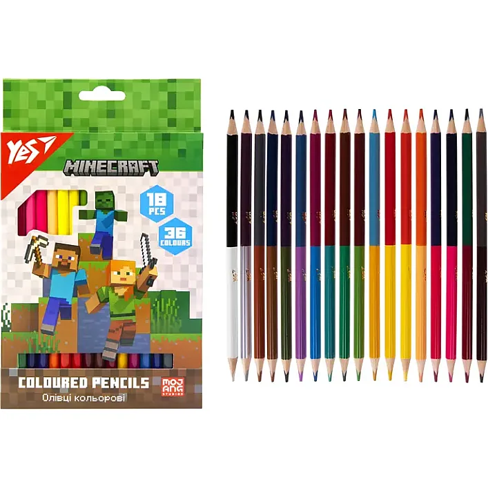 Олівці кольорові Yes 18 шт/36 кол. "Minecraft" 290768 (Кнц2546)