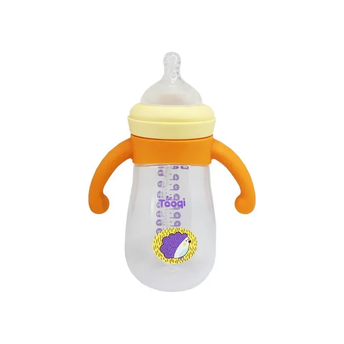 Бутылочка пластиковая с силиконовыми ручками MGZ-0200(Yellow) 260 мл