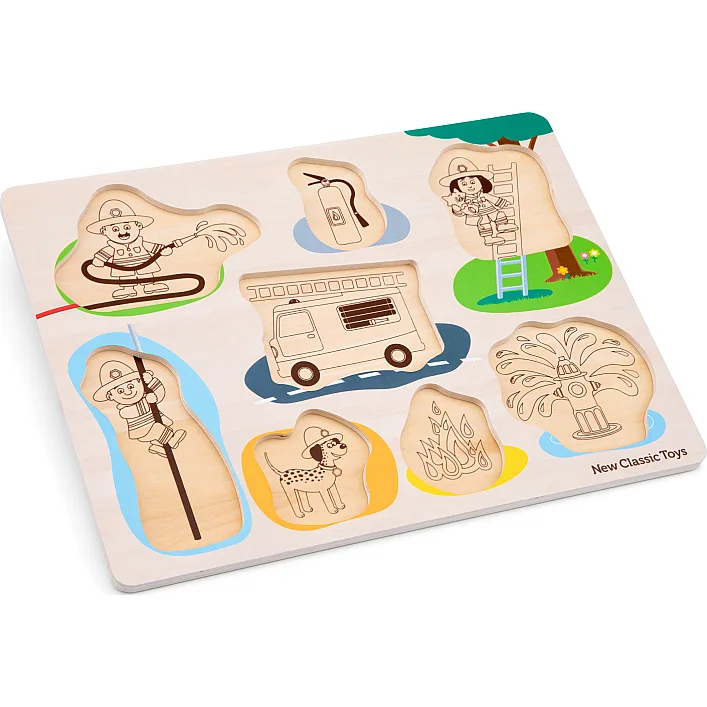 Пазл Пожарная бригада New Classic Toys, деревянный, 8 частей, арт. 10433
