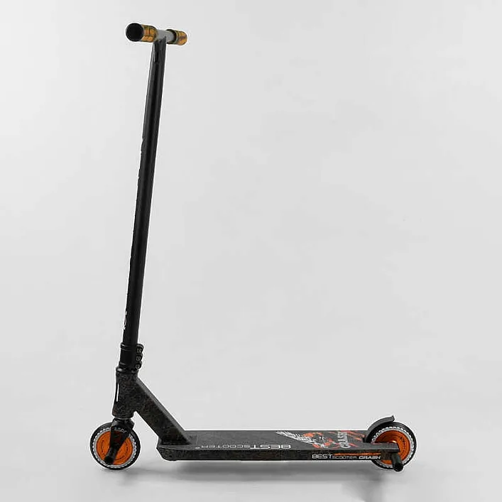Самокат трюковый 65640 Best Scooter (4) "CRASH" HIC-система, ПЕГИ, алюминиевый диск и дека, колёса 110мм PU, ширина руля - 57 см, в коробке