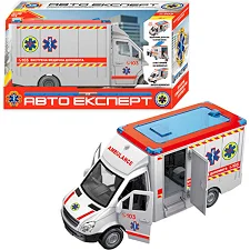 Машинка TK 97569 (24) "Авто Эксперт", "Скорая помощь", ОТВУЧ УКР ЯЗЫКОМ, инерция, звук, подсвеч, стихи, песни, двери, и крыша открываются, в коробке