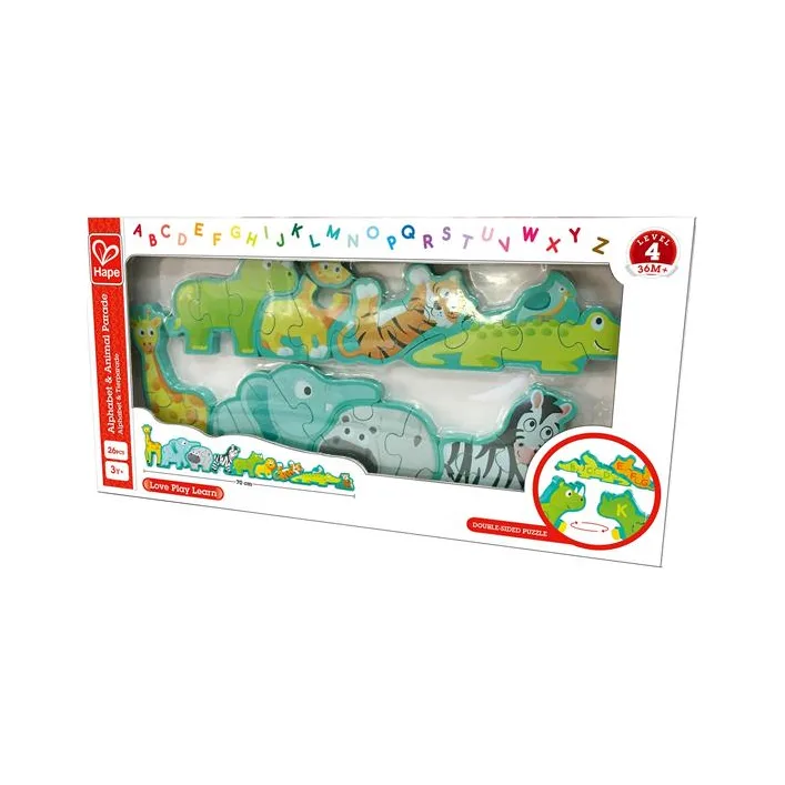 Деревянный пазл-алфавит Hape Парад зверей 26 эл. (E1627)