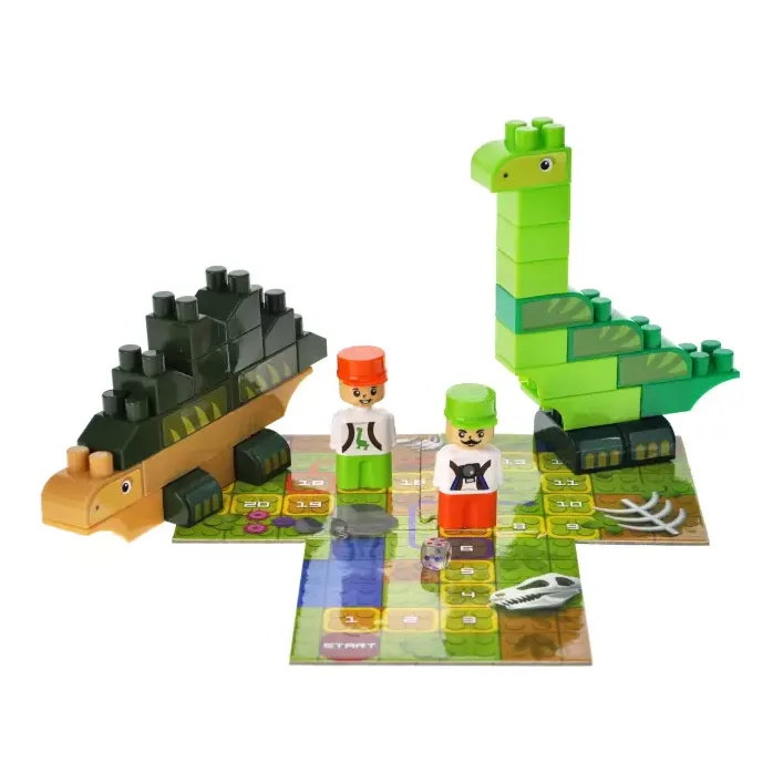 Конструктор "Block&Steps: Земля динозавров" + ходилка и мемори игра 3в1, 41дет. QB300-101 qbee (Кон7631)