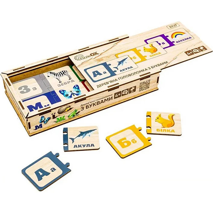 Набор "Деревянная Головоломка с Буквами" Puz-22335 г. 12*25*4.5см PuzzleOk (Дер9223)
