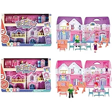 Кукольный дом 8253-2/8253-4 с куклами, мебелью батарейка, музыка, свет 2 цвета кор.52*8*35 см (Дев2099)