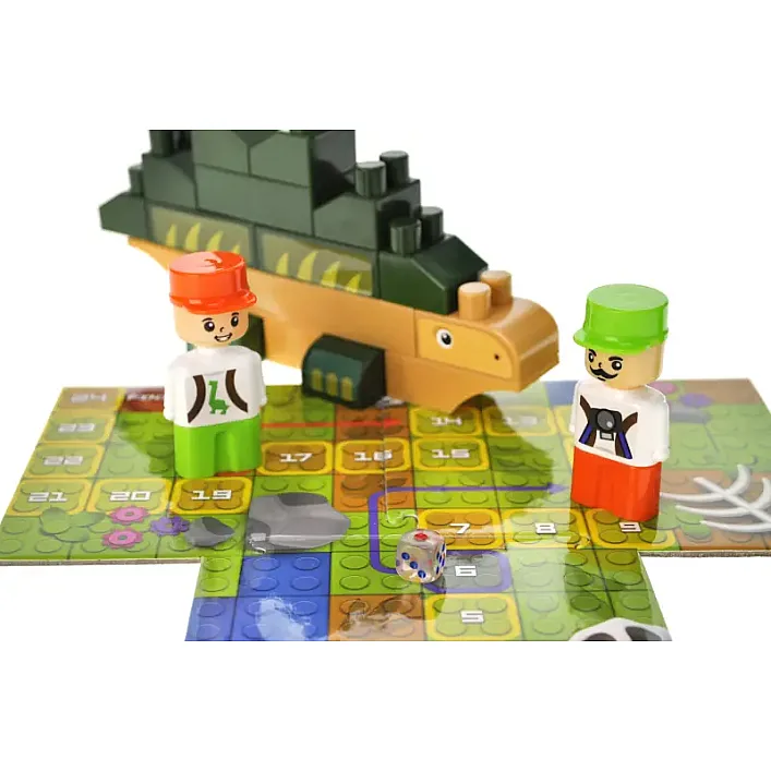 Конструктор "Block&Steps: Земля динозавров" + ходилка и мемори игра 3в1, 41дет. QB300-101 qbee (Кон7631)