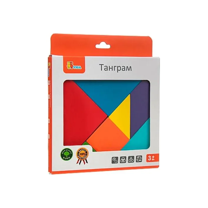 Игра-головоломка Viga Toys Цветной деревянный танграм, 7 эл. (55557)